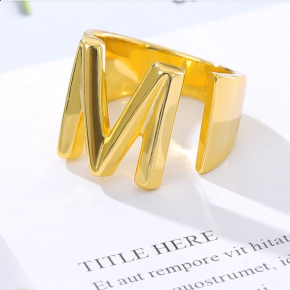 New!! 18k gold plated A-Z Letter Rings Adjustable - Picture 7 of 15
